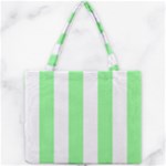 Vertical Stripes - White and Light Green Mini Tote Bag