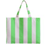 Vertical Stripes - White and Light Green Zipper Mini Tote Bag
