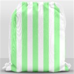 Vertical Stripes - White and Light Green Drawstring Bag (Large)