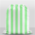 Vertical Stripes - White and Light Green Drawstring Bag (Small)