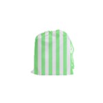 Vertical Stripes - White and Light Green Drawstring Pouch (XS)