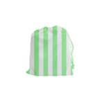 Vertical Stripes - White and Light Green Drawstring Pouch (S)
