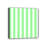 Vertical Stripes - White and Light Green Mini Canvas 4  x 4  (Stretched)