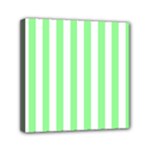 Vertical Stripes - White and Light Green Mini Canvas 6  x 6  (Stretched)