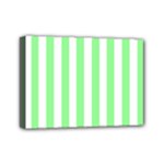 Vertical Stripes - White and Light Green Mini Canvas 7  x 5  (Stretched)