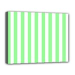 Vertical Stripes - White and Light Green Canvas 14  x 11  (Stretched)