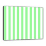 Vertical Stripes - White and Light Green Canvas 20  x 16  (Stretched)