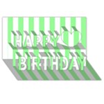 Vertical Stripes - White and Light Green Happy Birthday 3D Greeting Card (8x4)