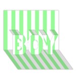 Vertical Stripes - White and Light Green BOY 3D Greeting Card (7x5)