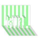 Vertical Stripes - White and Light Green GIRL 3D Greeting Card (7x5)