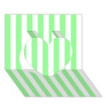 Vertical Stripes - White and Light Green Heart 3D Greeting Card (7x5)