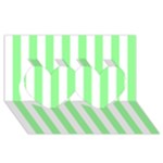 Vertical Stripes - White and Light Green Twin Hearts 3D Greeting Card (8x4)
