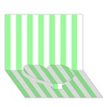 Vertical Stripes - White and Light Green Heart Bottom 3D Greeting Card (7x5)