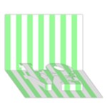Vertical Stripes - White and Light Green LOVE Bottom 3D Greeting Card (7x5)