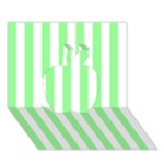 Vertical Stripes - White and Light Green Apple 3D Greeting Card (7x5)