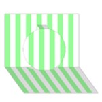 Vertical Stripes - White and Light Green Circle 3D Greeting Card (7x5)