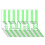 Vertical Stripes - White and Light Green BELIEVE 3D Greeting Card (8x4)