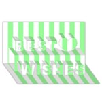 Vertical Stripes - White and Light Green Best Wish 3D Greeting Card (8x4)