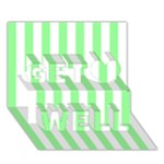 Vertical Stripes - White and Light Green Get Well 3D Greeting Card (7x5)