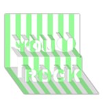 Vertical Stripes - White and Light Green You Rock 3D Greeting Card (7x5)