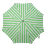 Vertical Stripes - White and Light Green Hook Handle Umbrella (Small)