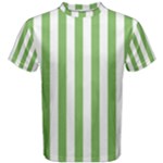 Vertical Stripes - White and Dollar Bill Green Men s Cotton Tee