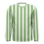 Vertical Stripes - White and Dollar Bill Green Men s Long Sleeve T-shirt