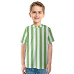 Vertical Stripes - White and Dollar Bill Green Kid s Sport Mesh Tee