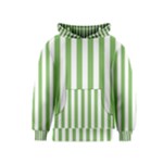 Vertical Stripes - White and Dollar Bill Green Kid s Pullover Hoodie