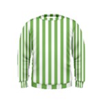 Vertical Stripes - White and Dollar Bill Green Kid s Sweatshirt