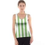 Vertical Stripes - White and Dollar Bill Green Tank Top