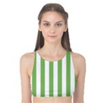 Vertical Stripes - White and Dollar Bill Green Tank Bikini Top