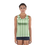 Vertical Stripes - White and Dollar Bill Green Women s Sport Tank Top