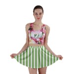 Vertical Stripes - White and Dollar Bill Green Mini Skirt