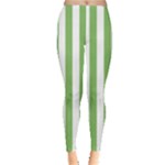 Vertical Stripes - White and Dollar Bill Green Women s Leggings