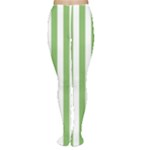 Vertical Stripes - White and Dollar Bill Green Women s Tights