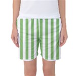Vertical Stripes - White and Dollar Bill Green Women s Basketball Shorts