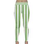Vertical Stripes - White and Dollar Bill Green Yoga Leggings