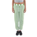 Vertical Stripes - White and Dollar Bill Green Women s Jogger Sweatpants