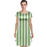 Vertical Stripes - White and Dollar Bill Green Cap Sleeve Nightdress