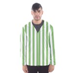 Vertical Stripes - White and Dollar Bill Green Hooded Wind Breaker (Men)