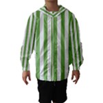 Vertical Stripes - White and Dollar Bill Green Hooded Wind Breaker (Kids)