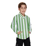 Vertical Stripes - White and Dollar Bill Green Wind Breaker (Kids)