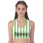 Vertical Stripes - White and Dollar Bill Green Women s Sports Bra