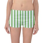Vertical Stripes - White and Dollar Bill Green Reversible Boyleg Bikini Bottoms