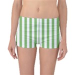 Vertical Stripes - White and Dollar Bill Green Boyleg Bikini Bottoms