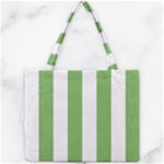 Vertical Stripes - White and Dollar Bill Green Mini Tote Bag