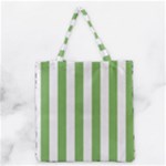 Vertical Stripes - White and Dollar Bill Green Grocery Tote Bag