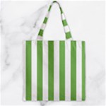 Vertical Stripes - White and Dollar Bill Green Zipper Grocery Tote Bag