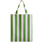 Vertical Stripes - White and Dollar Bill Green Zipper Classic Tote Bag